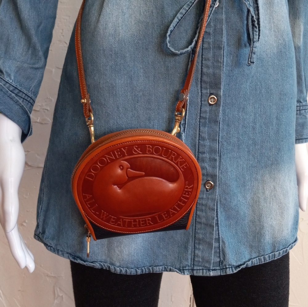 Dooney & Bourke, Vintage 1990s, Large Duck On A Strap/Wallet. Dark Navy Blue